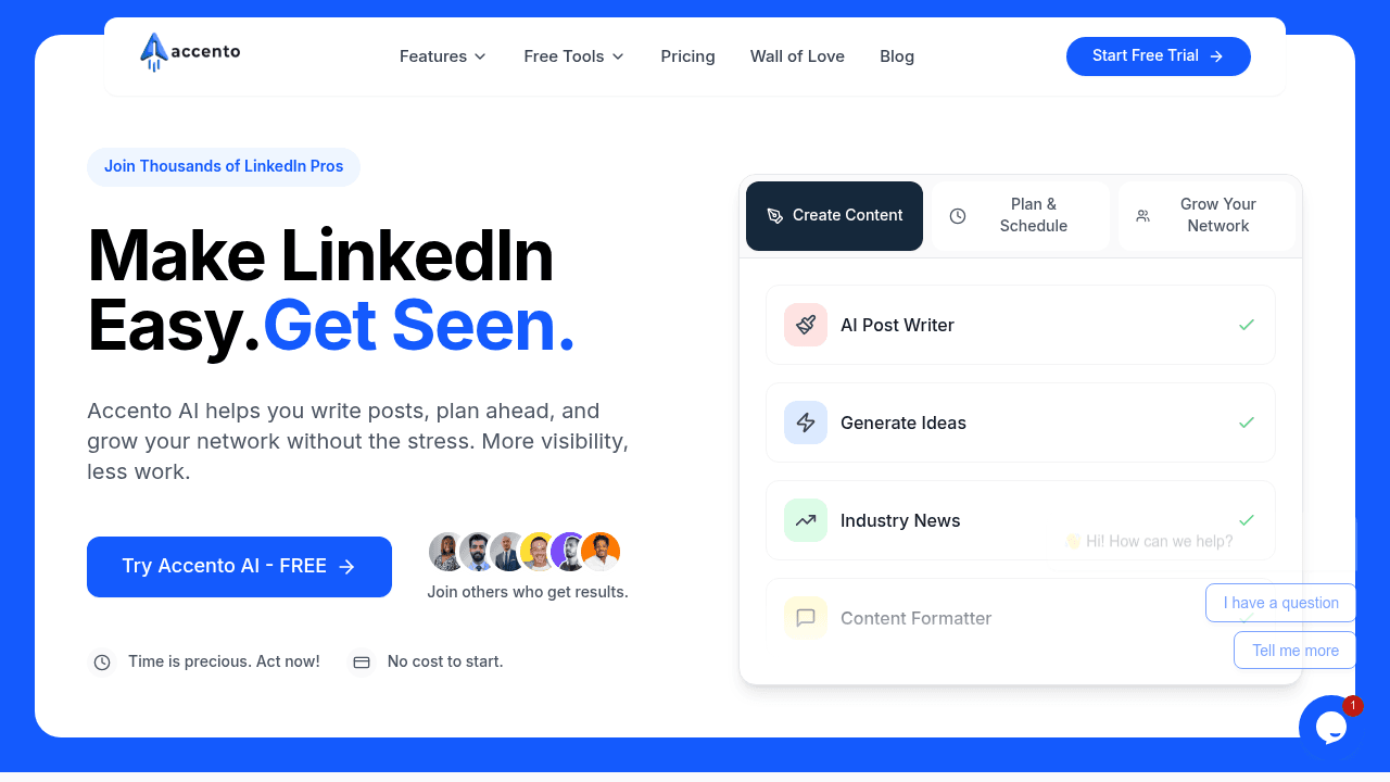 Accento interface screenshot showing main features and user interface