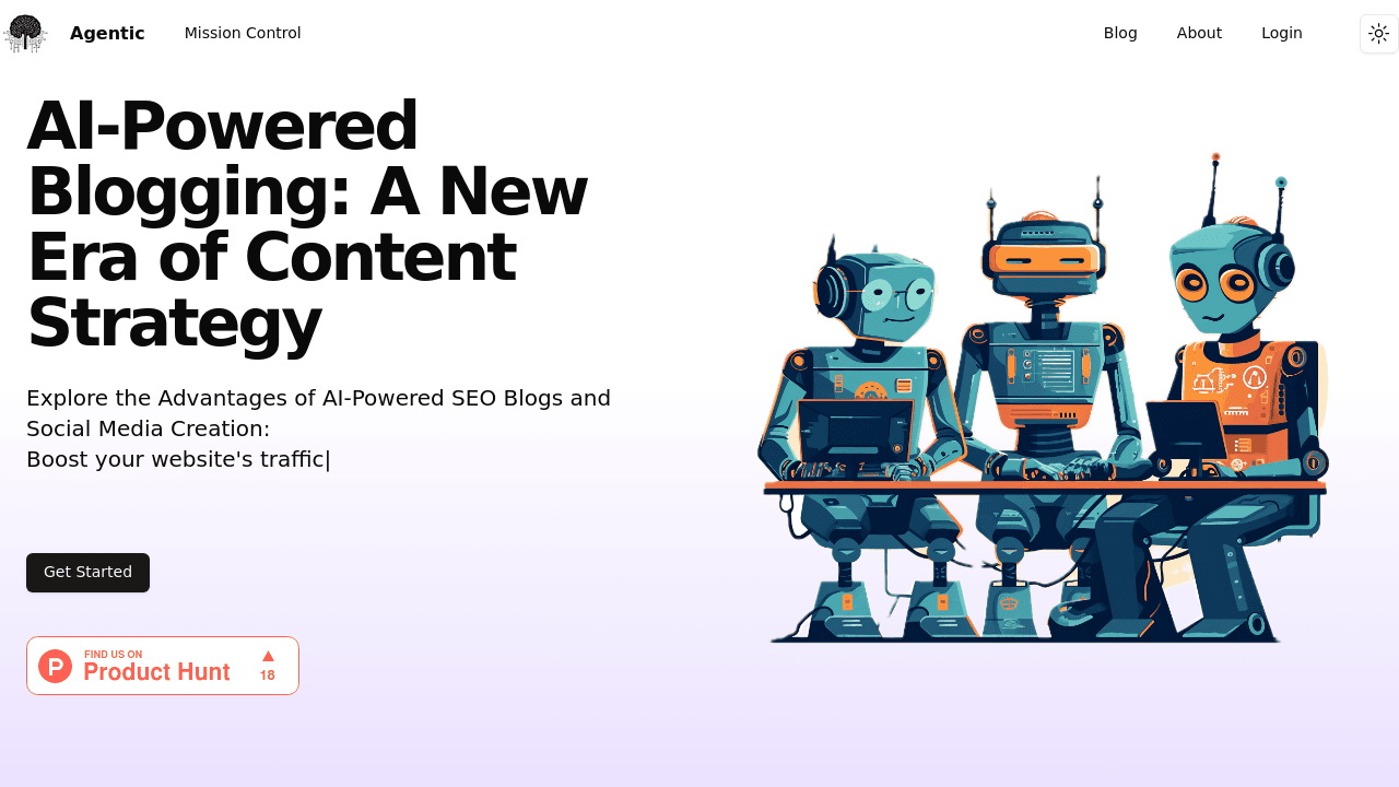 Agentic interface screenshot showing main features and user interface