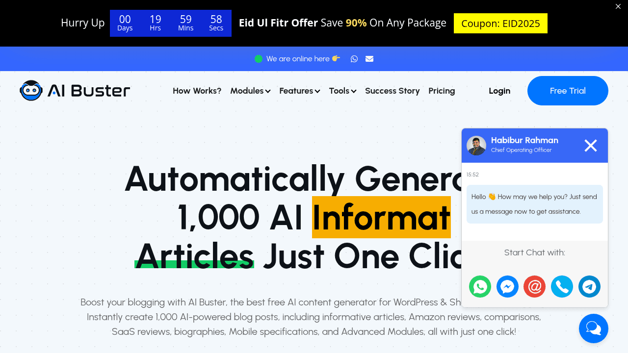 Ai Buster interface screenshot showing main features and user interface