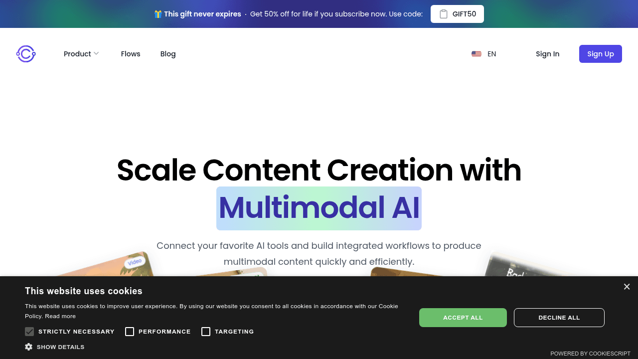 AI Content Labs interface screenshot showing main features and user interface
