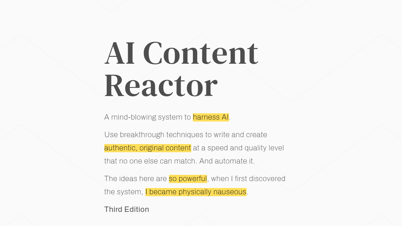AI Content Reactor interface screenshot showing main features and user interface