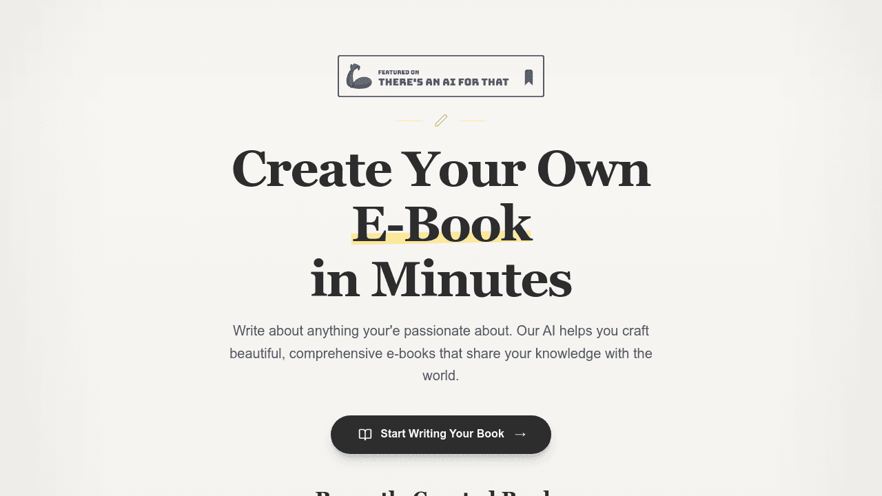 AI E-books interface screenshot showing main features and user interface