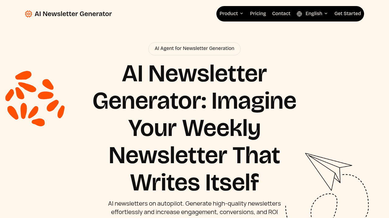 AI Newsletter Generator interface screenshot showing main features and user interface
