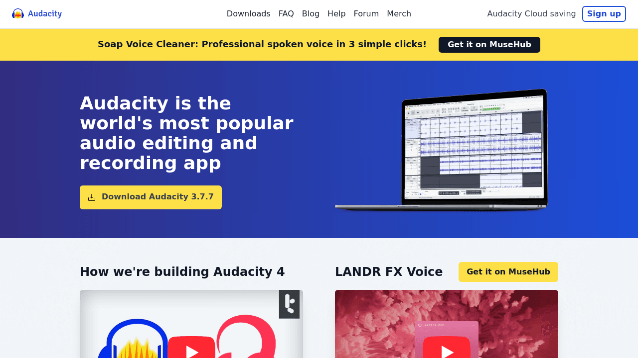Audacity interface screenshot showing main features and user interface