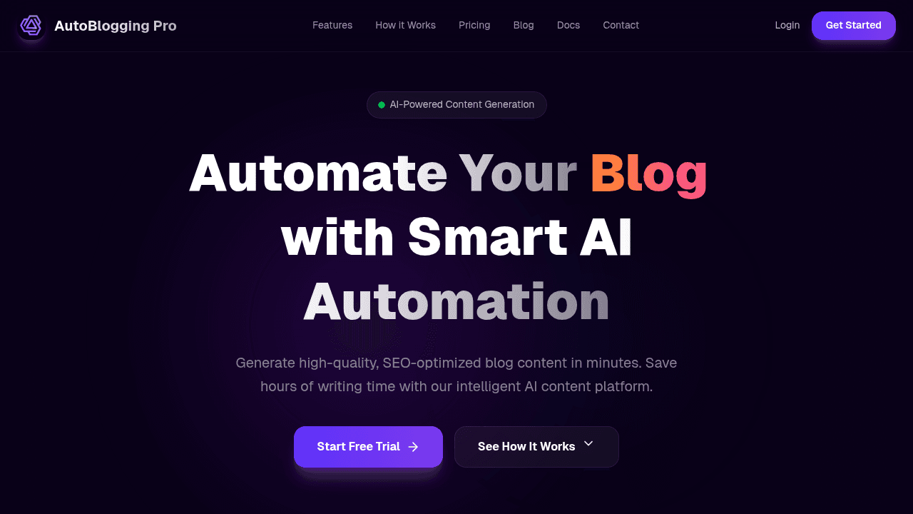 AutoBlogging.pro interface screenshot showing main features and user interface