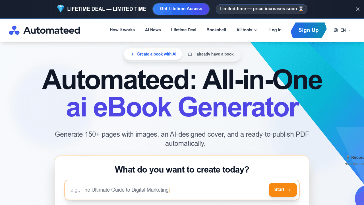 Automateed interface screenshot showing main features and user interface