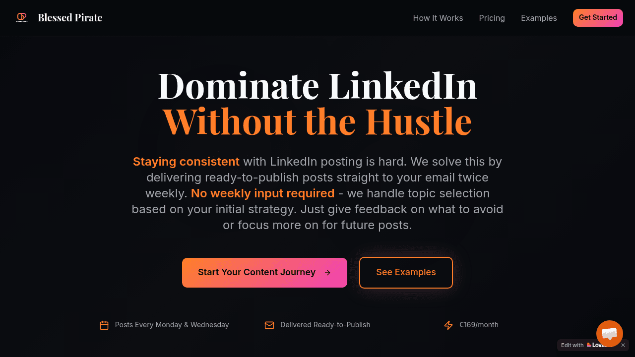 Blessed Pirate interface screenshot showing main features and user interface