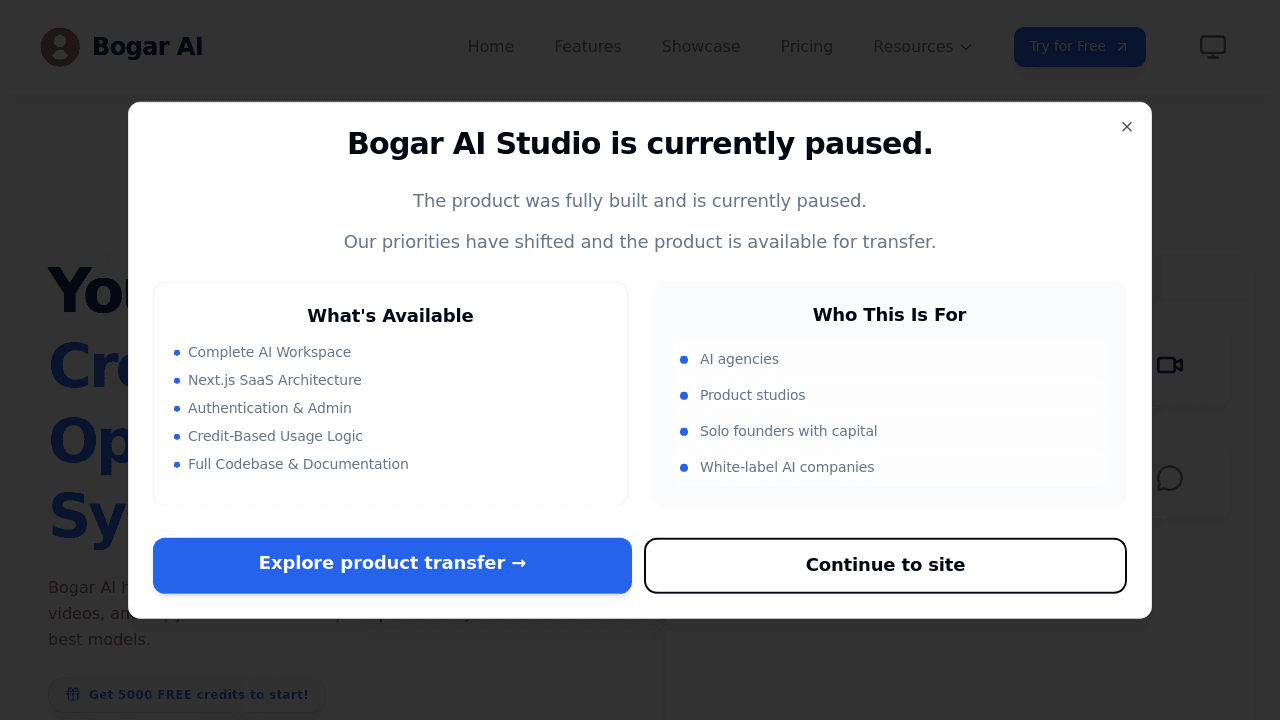 Bogar interface screenshot showing main features and user interface