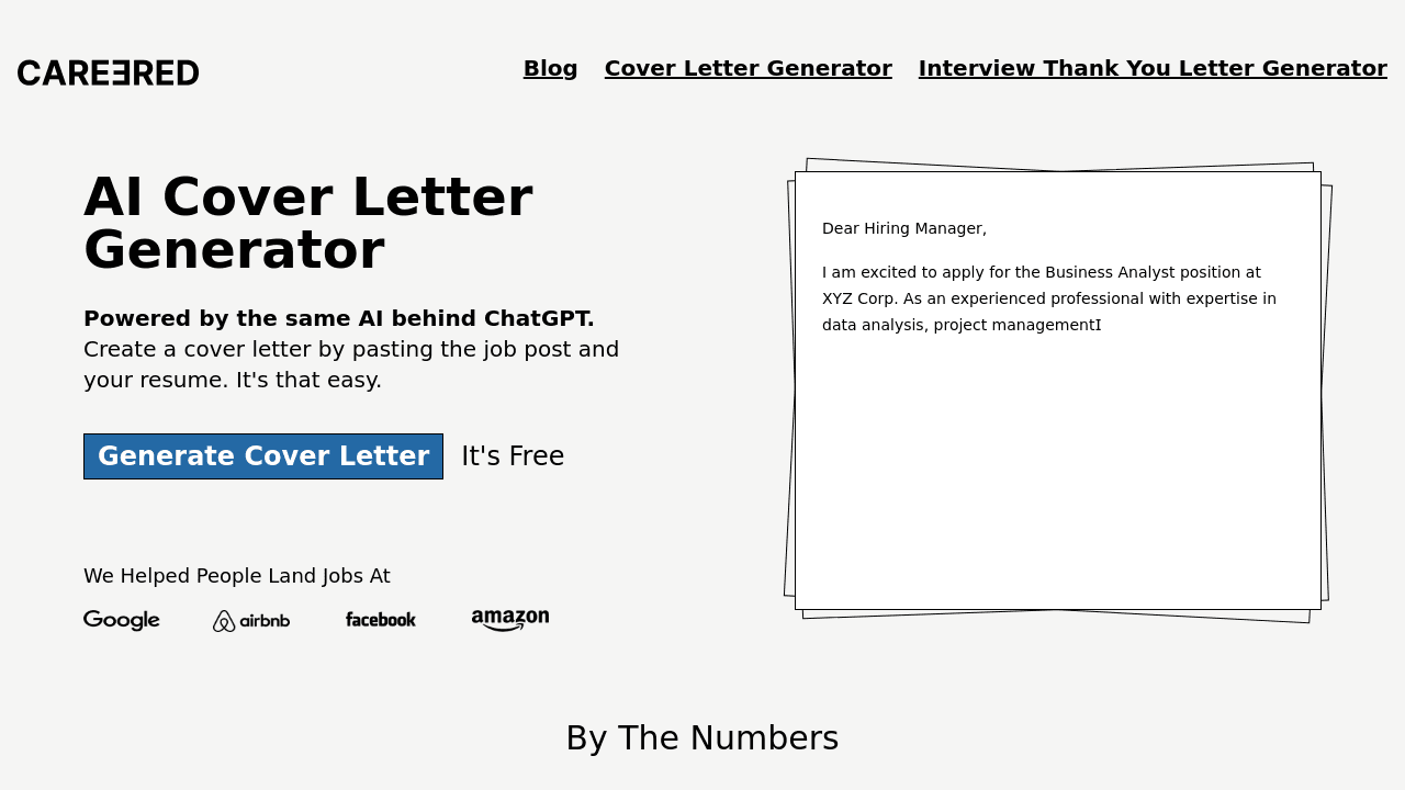 Careered interface screenshot showing main features and user interface