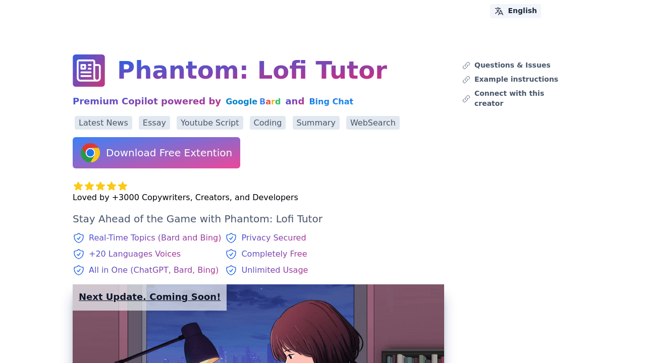 ChatGPT Phantom interface screenshot showing main features and user interface
