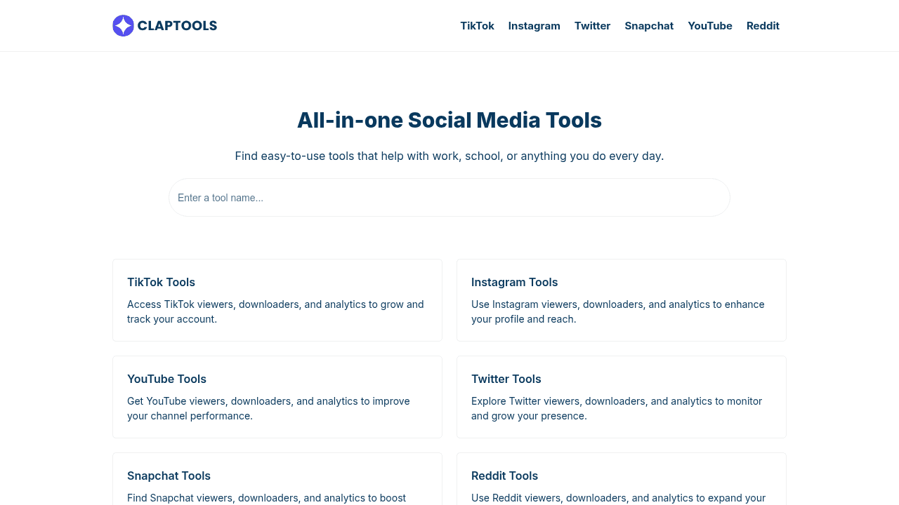 Claptools interface screenshot showing main features and user interface