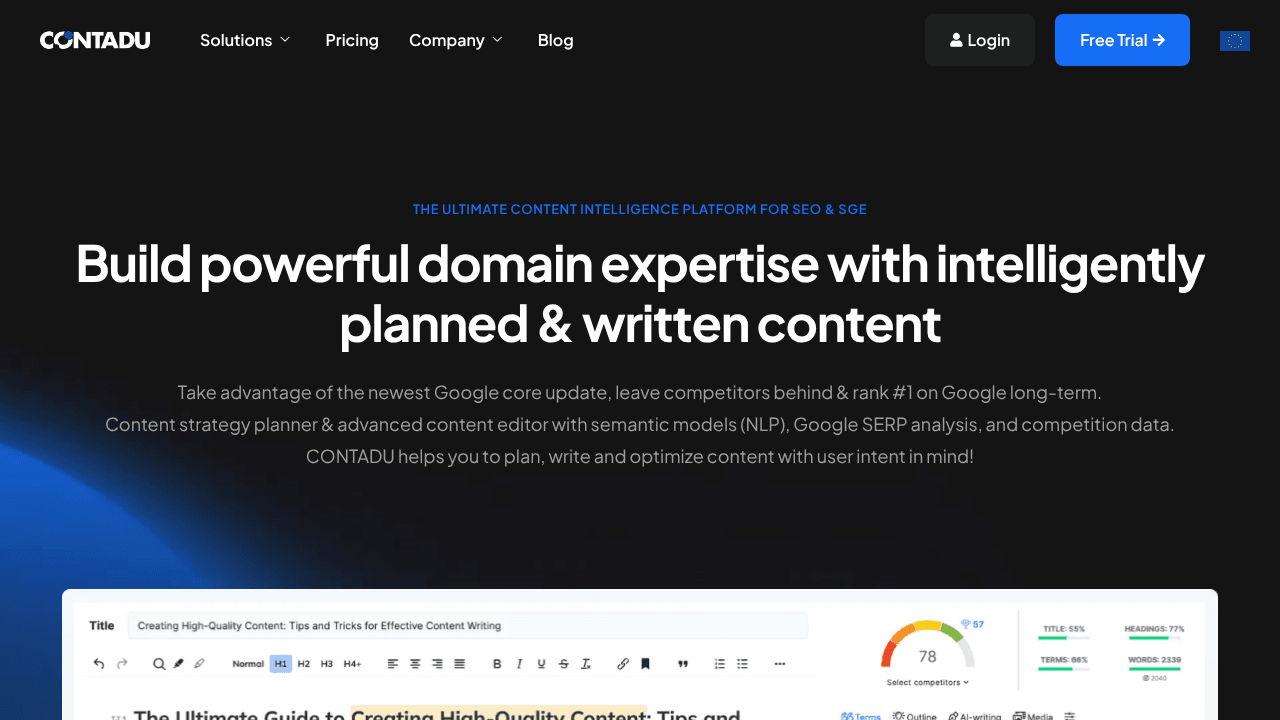 CONTADU interface screenshot showing main features and user interface