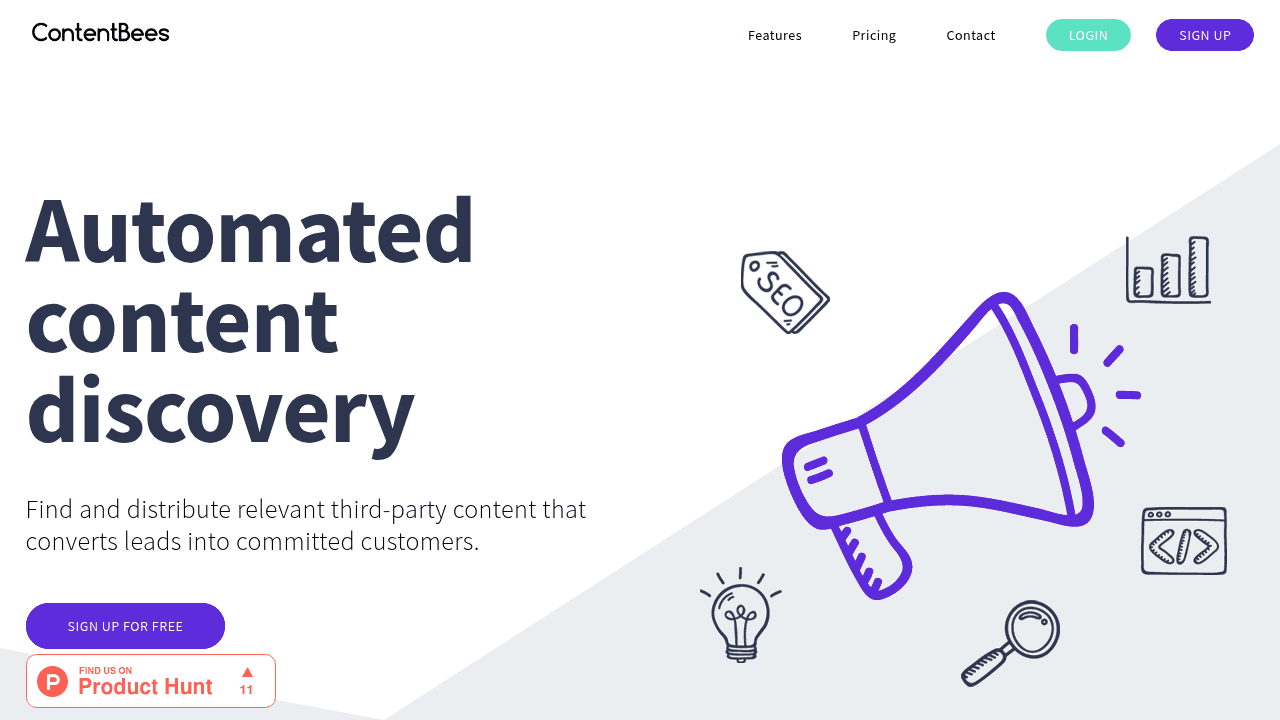 ContentBees interface screenshot showing main features and user interface