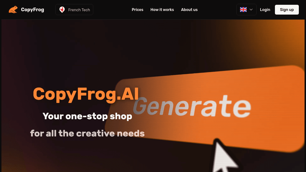 CopyFrog.AI interface screenshot showing main features and user interface