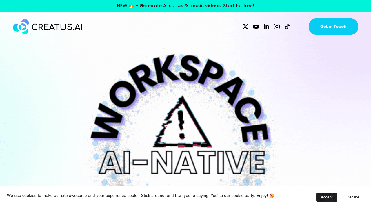 Creatus interface screenshot showing main features and user interface