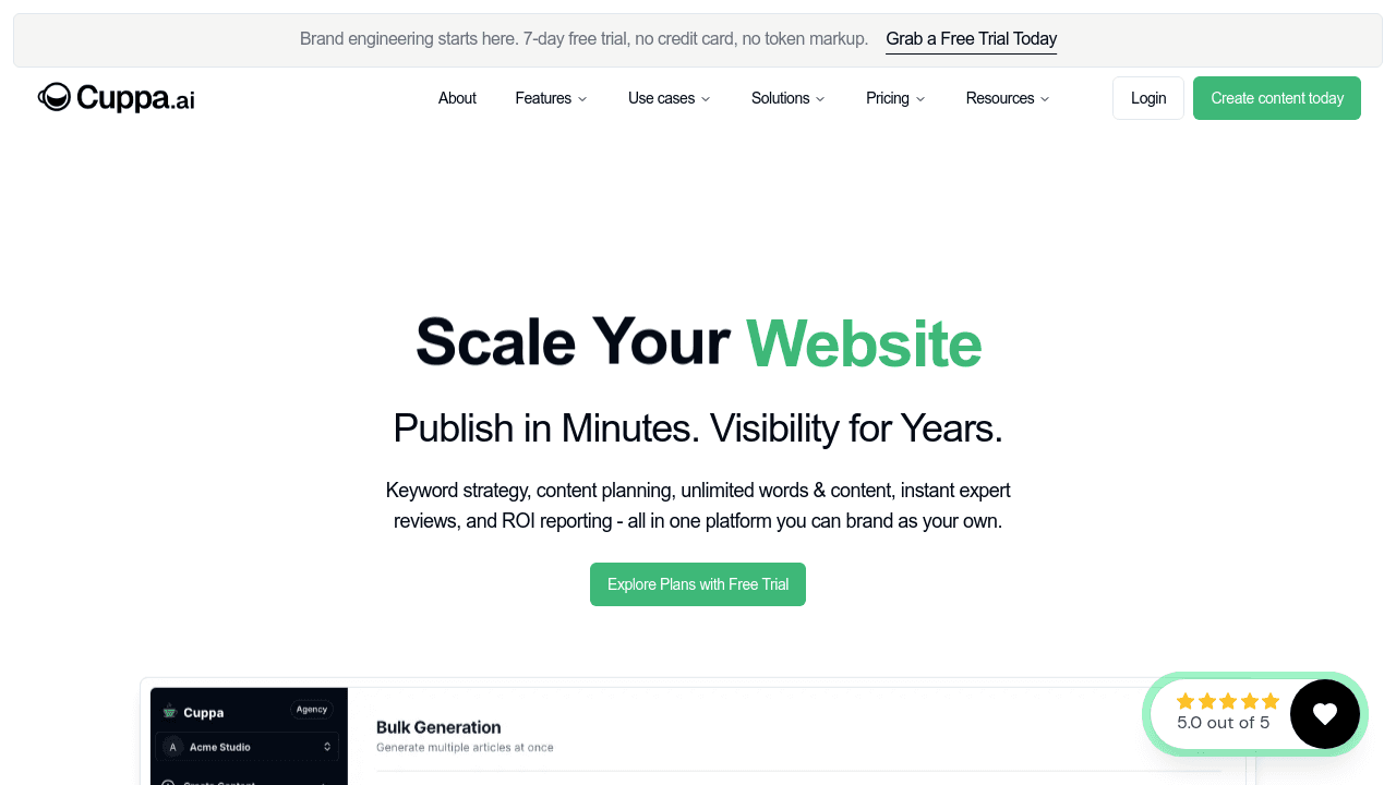 Cuppa interface screenshot showing main features and user interface