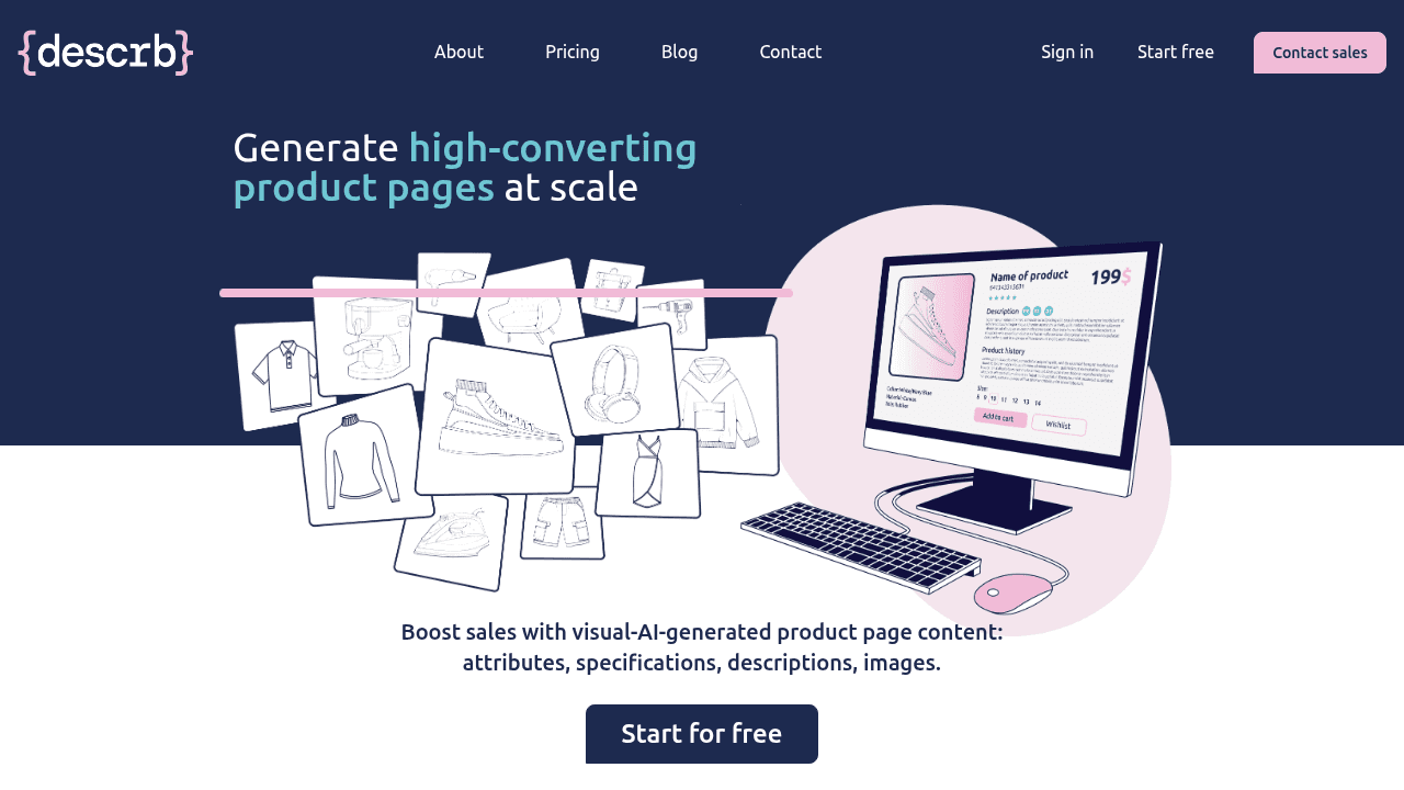{descrb} interface screenshot showing main features and user interface
