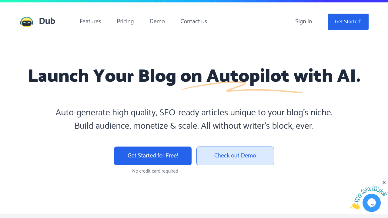 Dub.io interface screenshot showing main features and user interface