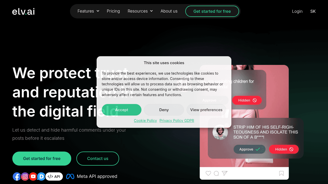 elv.ai interface screenshot showing main features and user interface