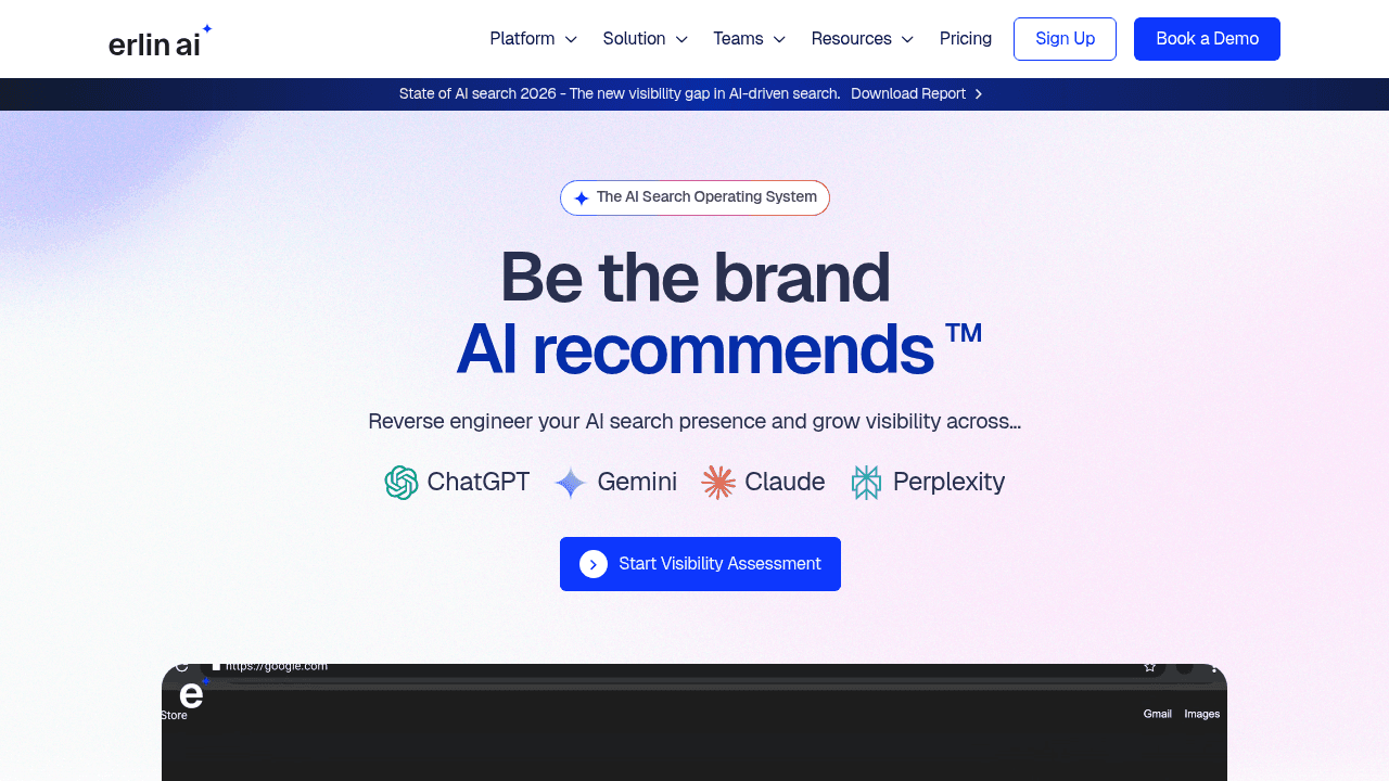 Erlin AI interface screenshot showing main features and user interface