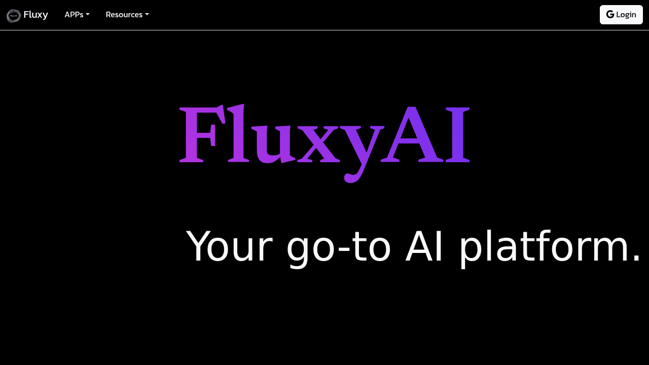 Fluxy AI interface screenshot showing main features and user interface