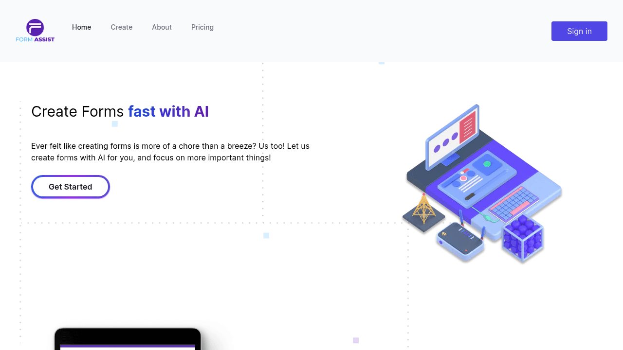 Form Assist interface screenshot showing main features and user interface