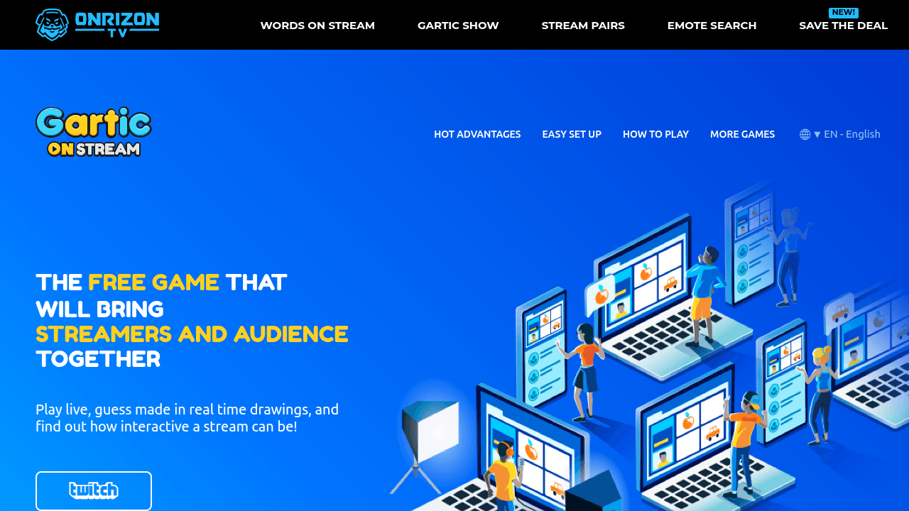 Gartic on Stream interface screenshot showing main features and user interface