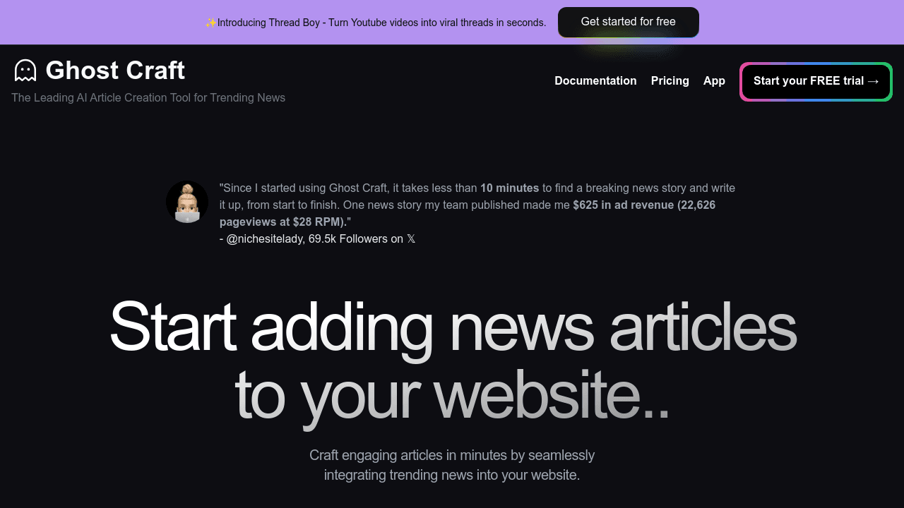 Ghost Craft interface screenshot showing main features and user interface