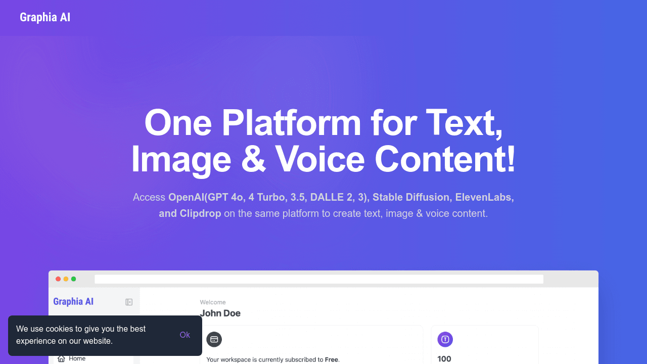 Graphia ai interface screenshot showing main features and user interface
