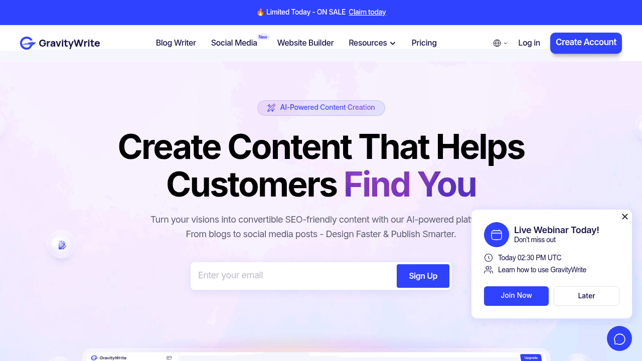 Gravity Write interface screenshot showing main features and user interface