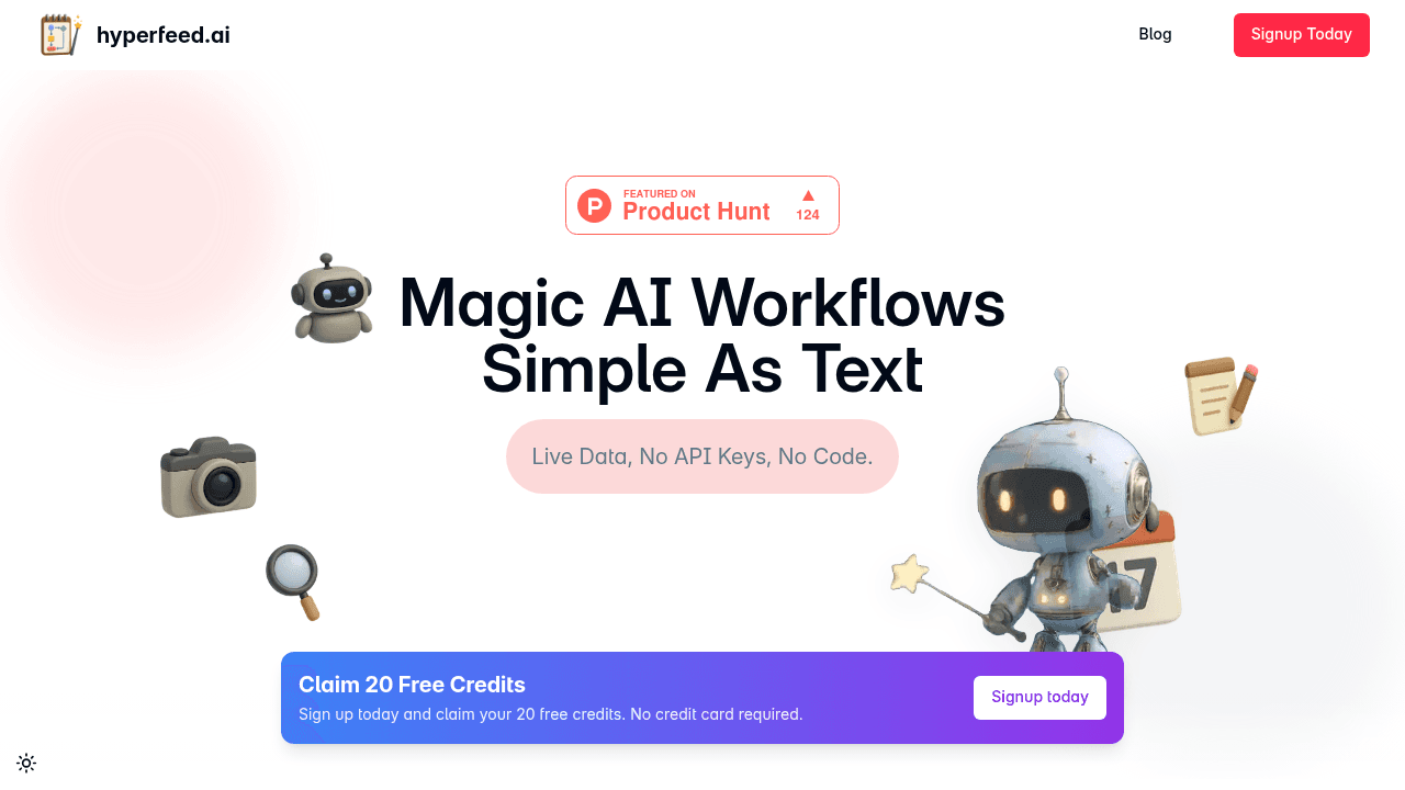 Hyperfeed.ai interface screenshot showing main features and user interface