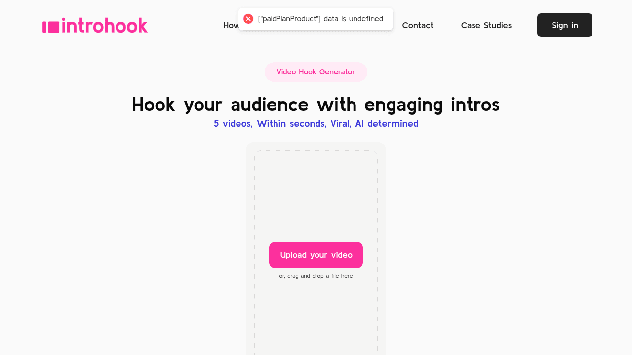 Introhook interface screenshot showing main features and user interface