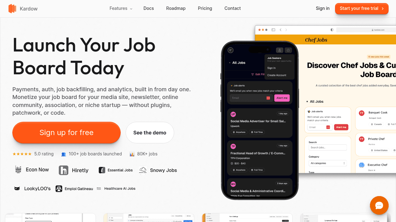 Kardow interface screenshot showing main features and user interface