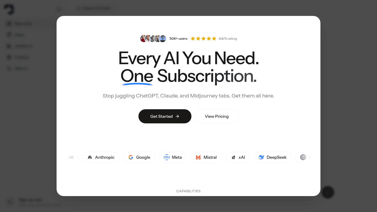 Krater.ai interface screenshot showing main features and user interface