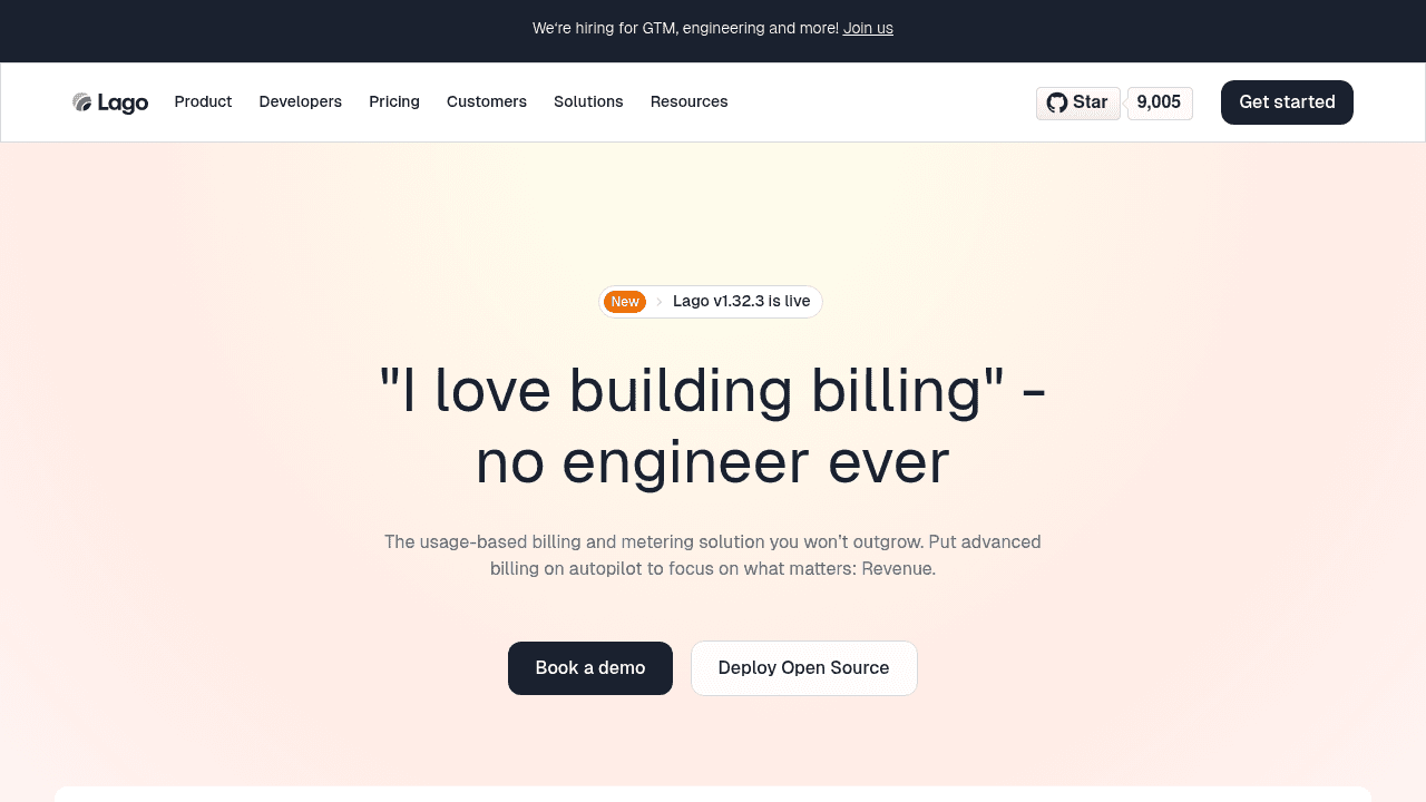 Lago interface screenshot showing main features and user interface