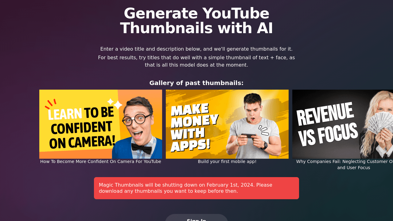 Magic Thumbnails interface screenshot showing main features and user interface
