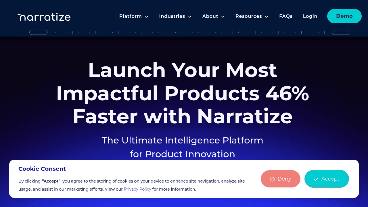 Narratize interface screenshot showing main features and user interface