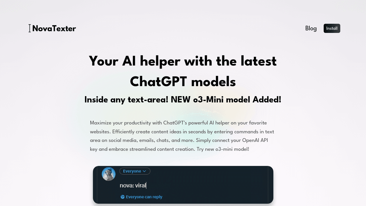 Novatexter interface screenshot showing main features and user interface