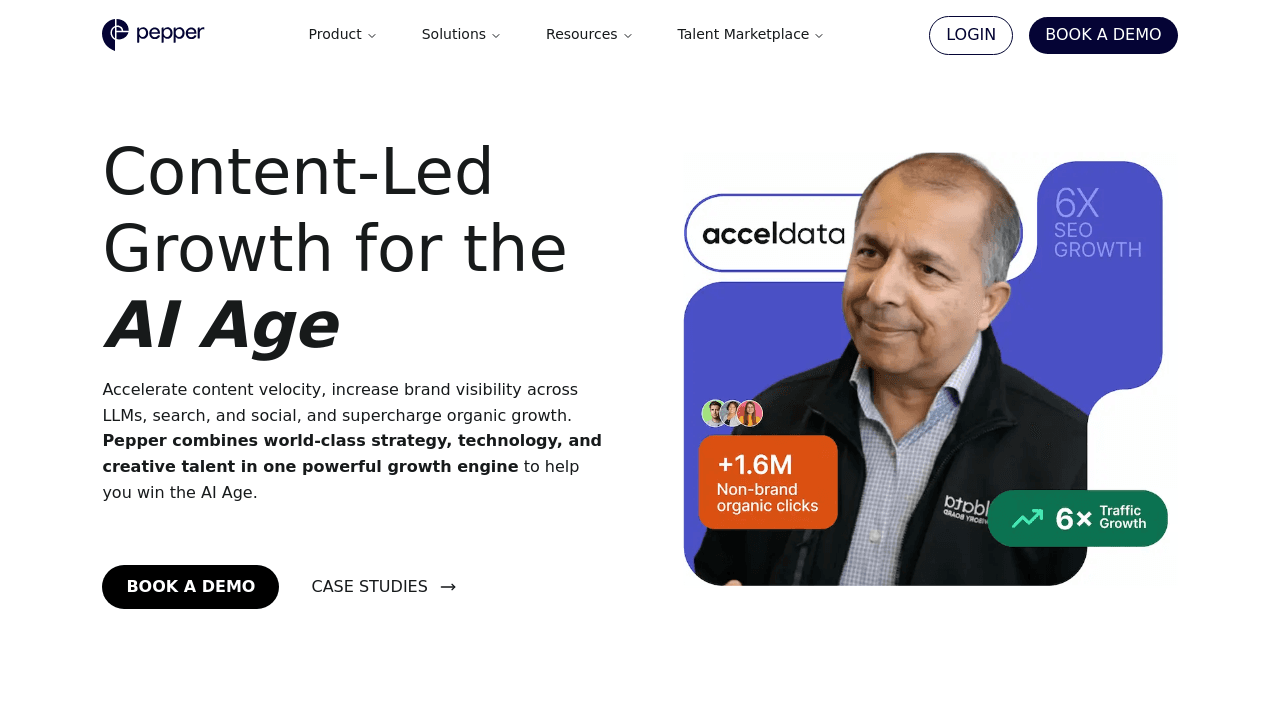 Pepper Content interface screenshot showing main features and user interface