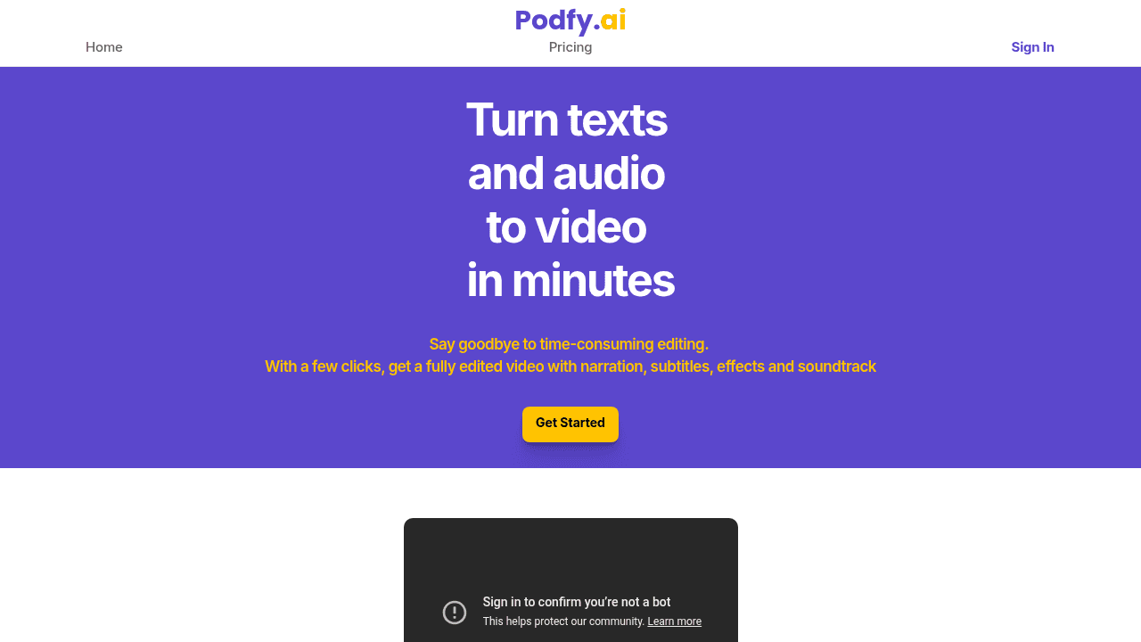 Podfy interface screenshot showing main features and user interface