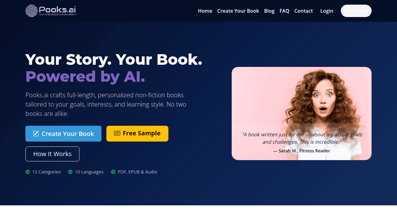 Pooks interface screenshot showing main features and user interface