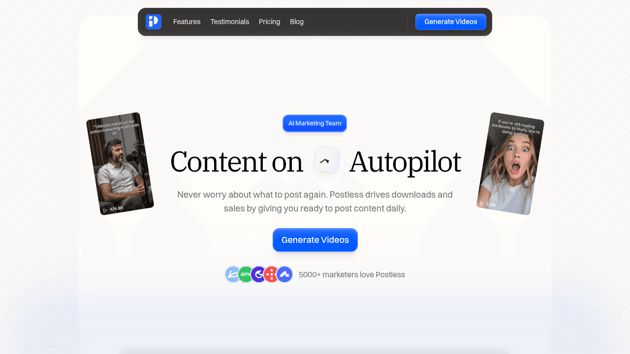 Postless interface screenshot showing main features and user interface