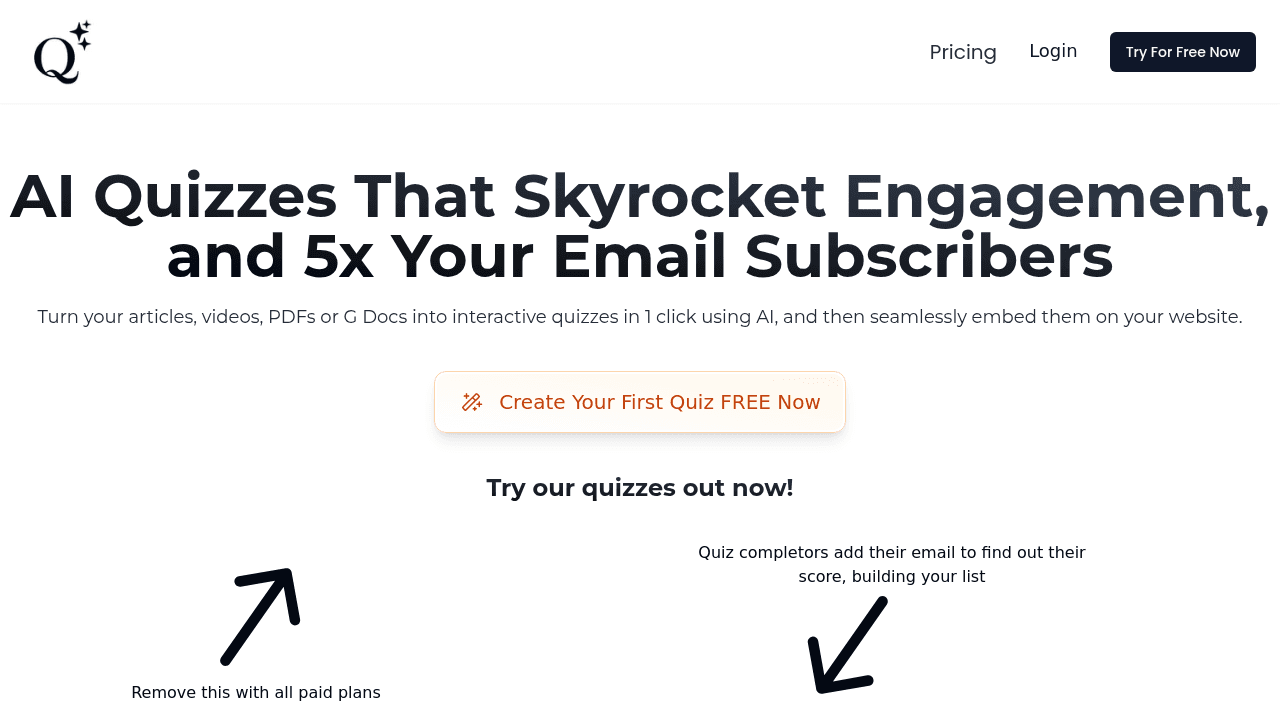 QuizWizard interface screenshot showing main features and user interface