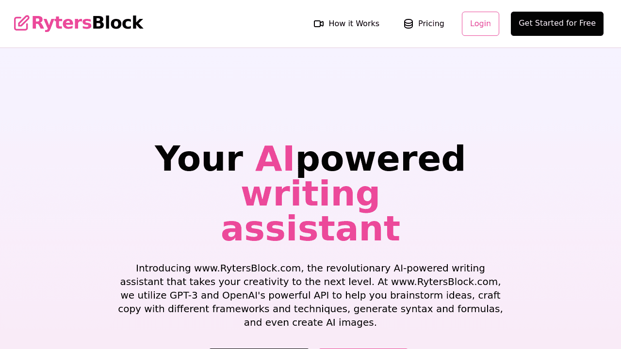 RytersBlock interface screenshot showing main features and user interface