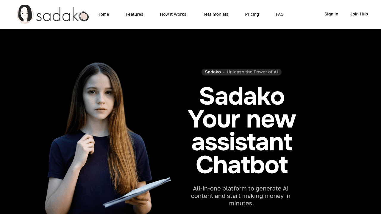 Sadako interface screenshot showing main features and user interface