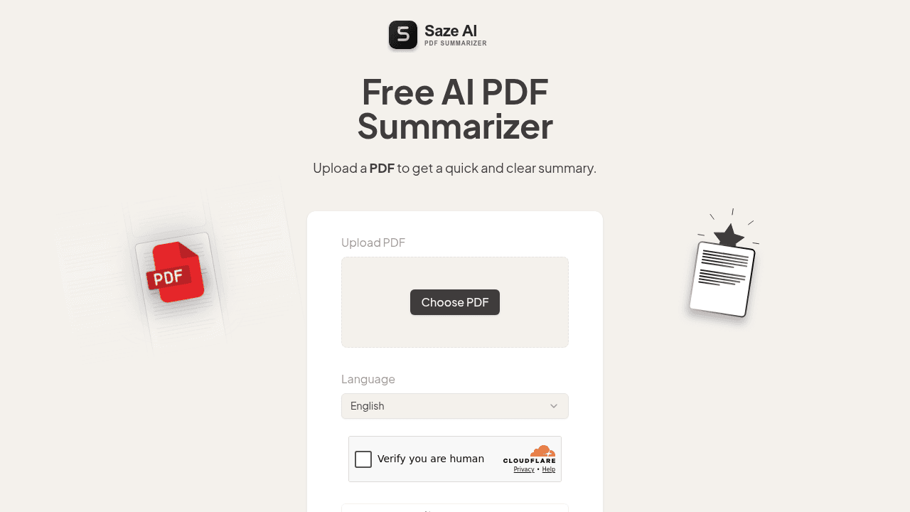 Saze ai interface screenshot showing main features and user interface