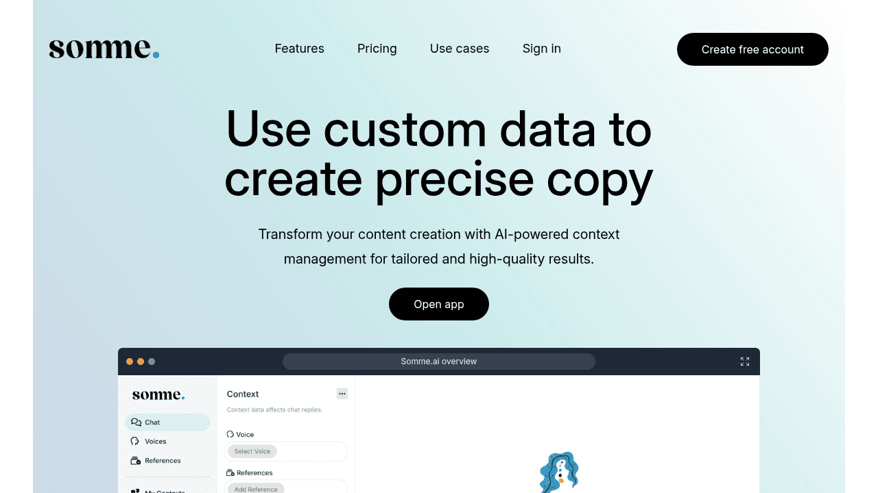 Somme.ai interface screenshot showing main features and user interface