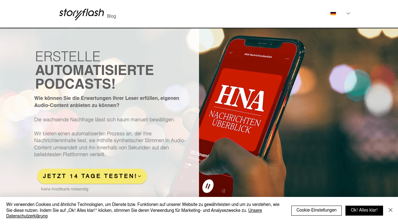 storyflash Audio Suite interface screenshot showing main features and user interface
