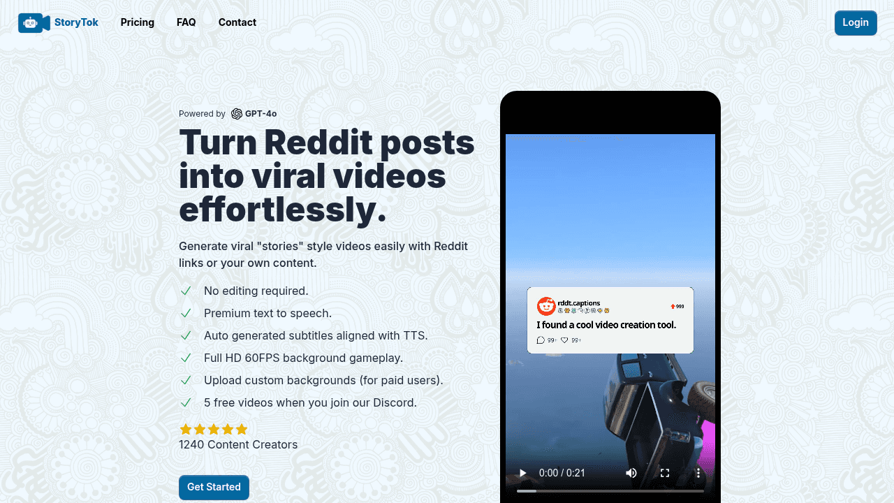 StoryTok interface screenshot showing main features and user interface