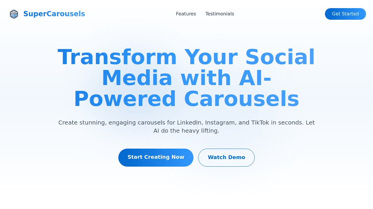 Super Carousels interface screenshot showing main features and user interface